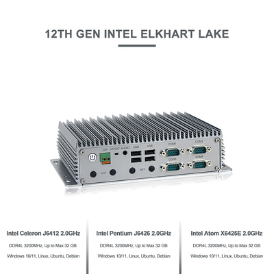 12οι GEN Intel Elkhart κιβωτίων Fanless βιομηχανικοί ενσωματωμένοι λιμένες λιμνών J6412 3XLAN PC