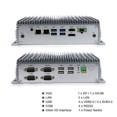 Μίνι PC κιβωτίων PC 8η GEN I3 I5 ΚΜΕ Fanless βιομηχανικό ενσωματωμένο για τον υπολογισμό ακρών