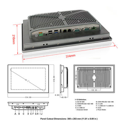 8ο GEN I7 Windows11 Fanless βιομηχανικός υπολογιστής οθονών επαφής 12 ίντσας αδιάβροχος μίνι