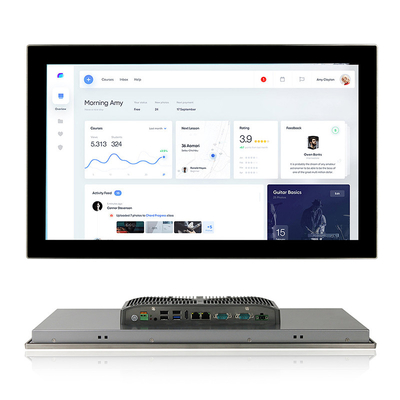 Τραχύ Fanless 16/9 βιομηχανικός υπολογιστής πυρήνων PC επιτροπής αφής FHD HMI I3 με 2COM